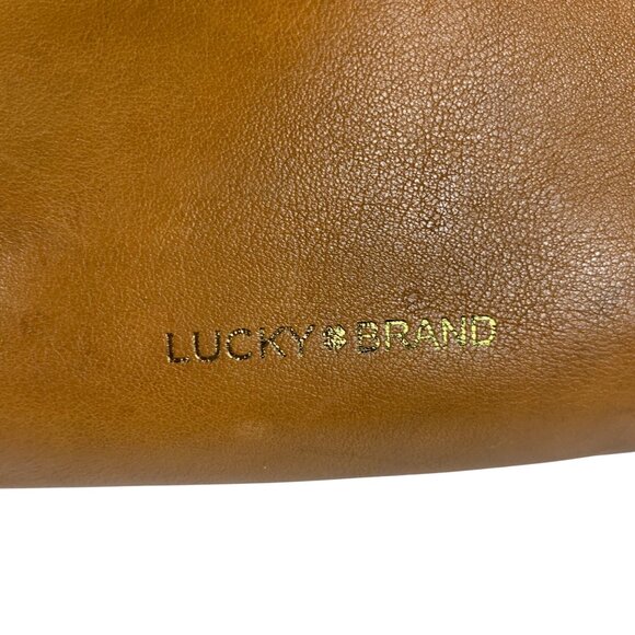 Vintage FOSSIL Camel Tan Leather Drawstring Bucket Shoulder Bag Tassel Charm - Picture 7 of 16